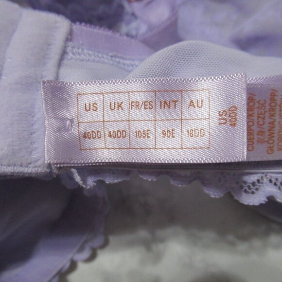 Fenty Savage 40DD Purple Sheer Lace Bra Underwire Back Closure - Picture 6 of 7